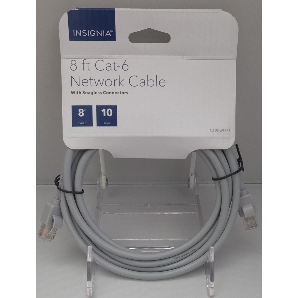 Insignia - 8 ft Cat-6 Network Cable - Ethernet RJ45 - 10 Gbps - NS-PNW5608 - NEW